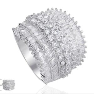 SJ23587, Ladies' Moissanite Ring, S925, Rhodium Plated, White, 8.22g