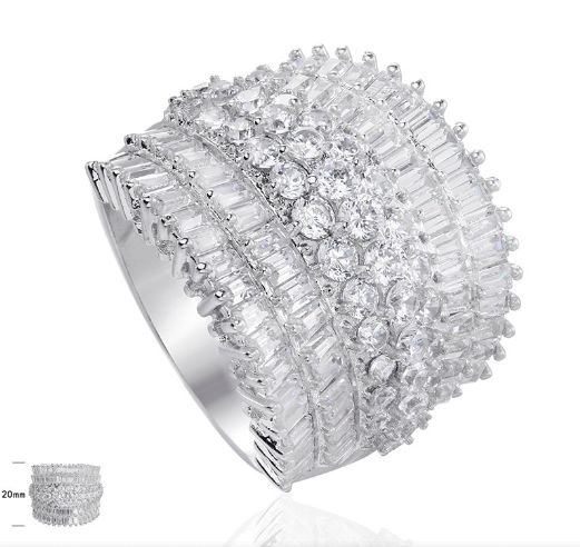 SJ23587, Ladies' Moissanite Ring, S925, Rhodium Plated, White, 8.22g