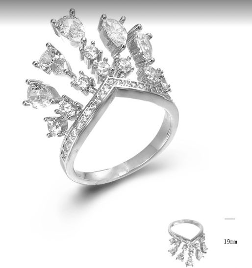 SJ44795, Ladies' Moissanite Ring, S925, Rhodium Plated, White, 4.86g