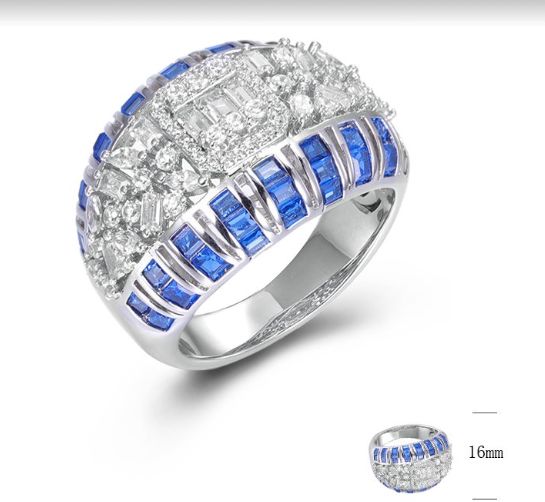 SJ45107, Ladies' Moissanite Ring, S925, Rhodium Plated, White, 8.26g