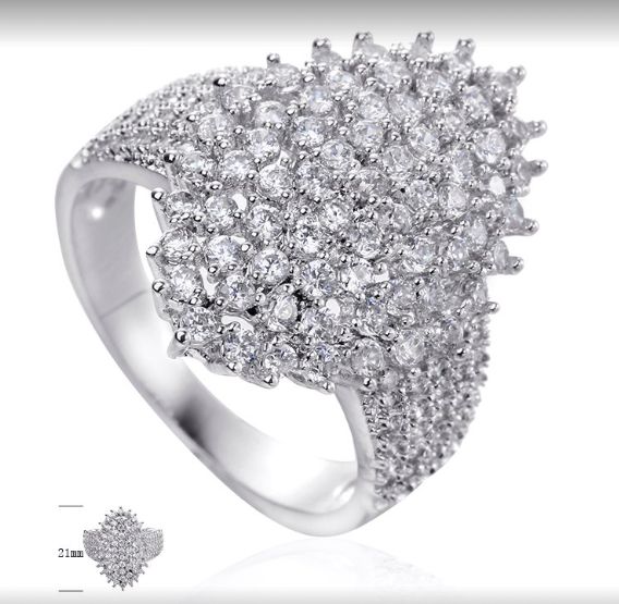 SJ23420, Ladies' Moissanite Ring, S925, Rhodium Plated, White, 4.9g