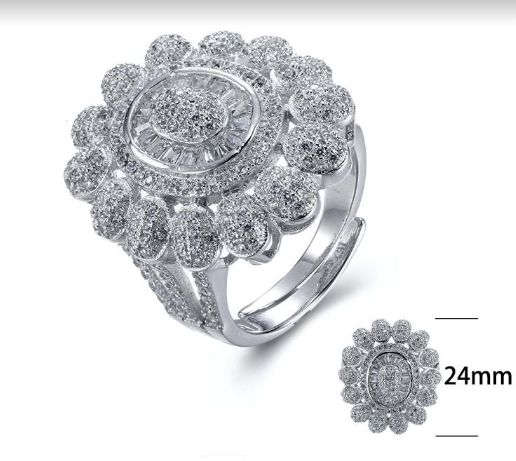 SJ26095, Ladies' Moissanite Ring, S925, Rhodium Plated, White, 8.52g