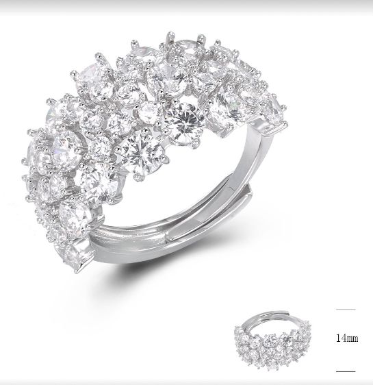 SJ47869, Ladies' Moissanite Ring, S925, Rhodium Plated, White, 5.88g