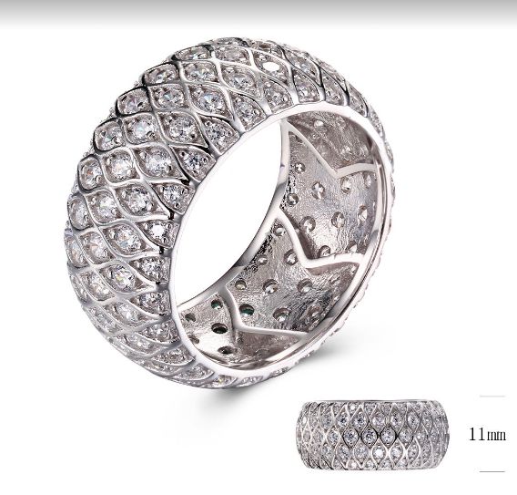SJ29995, Ladies' Moissanite Ring, S925, Rhodium Plated, White, 8.56g
