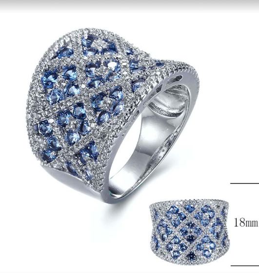 SJ27166, Ladies' Moissanite Ring, S925, Rhodium Plated, White, 9.93g