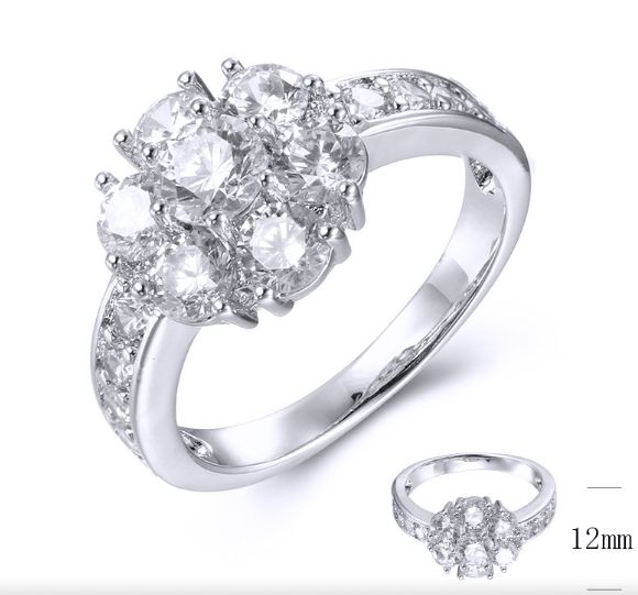 SJ38666, Ladies' Moissanite Ring, S925, Rhodium Plated, White, 4.08g