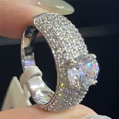 SJ14986, Ladies' Moissanite Ring, S925, Rhodium Plated, White, 4.2g