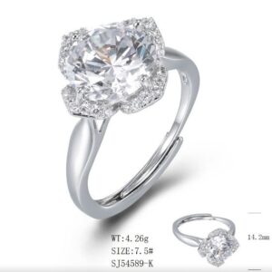 SJ54589, Ladies' Moissanite Ring, S925, Rhodium Plated, White, 4.71g