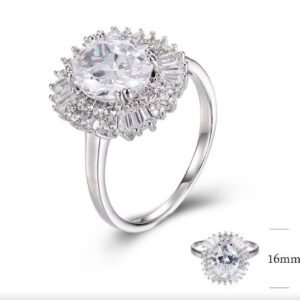 SJ28819, Ladies' Moissanite Ring, S925, Rhodium Plated, White, 3.98g