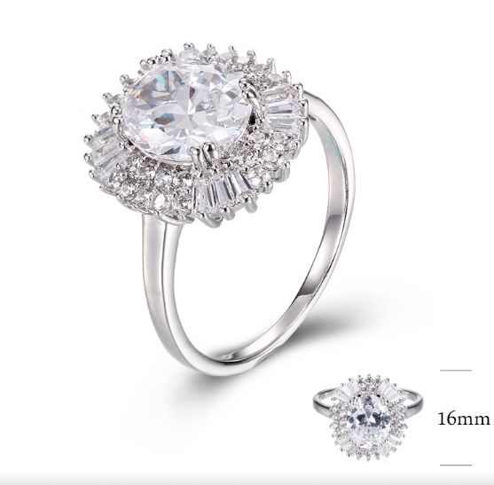 SJ28819, Ladies' Moissanite Ring, S925, Rhodium Plated, White, 3.98g