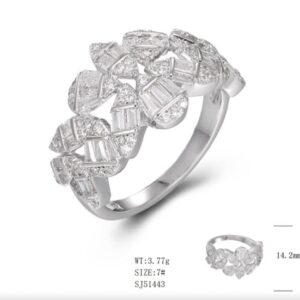 SJ51443, Ladies' Moissanite Ring, S925, Rhodium Plated, White, 3.83g