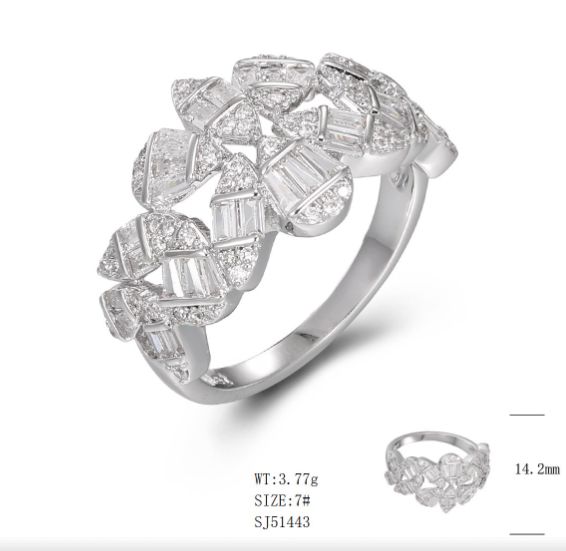 SJ51443, Ladies' Moissanite Ring, S925, Rhodium Plated, White, 3.83g
