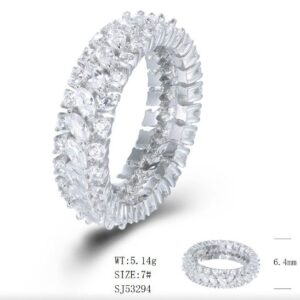 SJ53294, Ladies' Moissanite Ring, S925, Rhodium Plated, White, 5.08g
