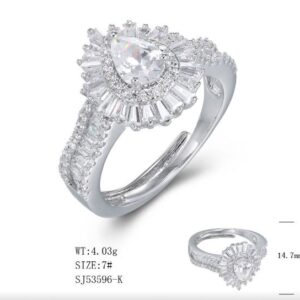SJ53596, Ladies' Moissanite Ring, S925, Rhodium Plated, White, 4.01g