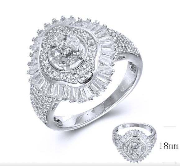 SJ36518, Ladies' Moissanite Ring, S925, Rhodium Plated, White, 5.06g