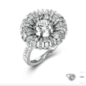 SJ43498, Ladies' Moissanite Ring, S925, Rhodium Plated, White, 4.59g