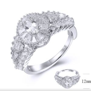 SJ38124, Ladies' Moissanite Ring, S925, Rhodium Plated, White, 4.44g