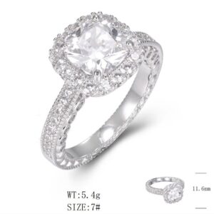 SJ49254, Ladies' Moissanite Ring, S925, Rhodium Plated, White, 5.53g