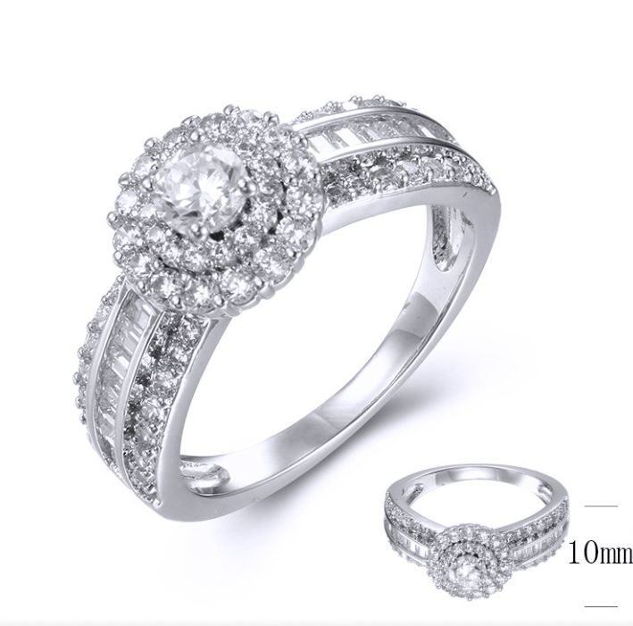 SJ38448, Ladies' Moissanite Ring, S925, Rhodium Plated, White, 4.29g