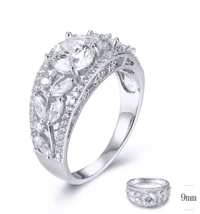SJ32443, Ladies' Moissanite Ring, S925, Rhodium Plated, White, 4.58g