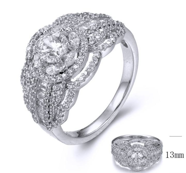SJ35782, Ladies' Moissanite Ring, S925, Rhodium Plated, White, 3.75g