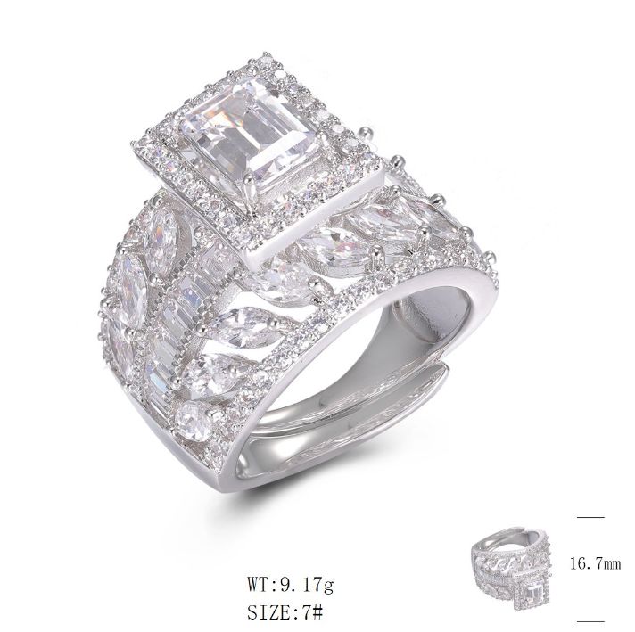 SJ48383, Ladies' Moissanite Ring, S925, Rhodium Plated, White, 9.83g