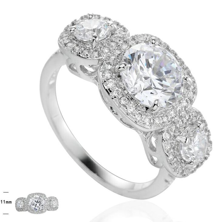SJ54777, Ladies' Moissanite Ring, S925, Rhodium Plated, White, 4.51g