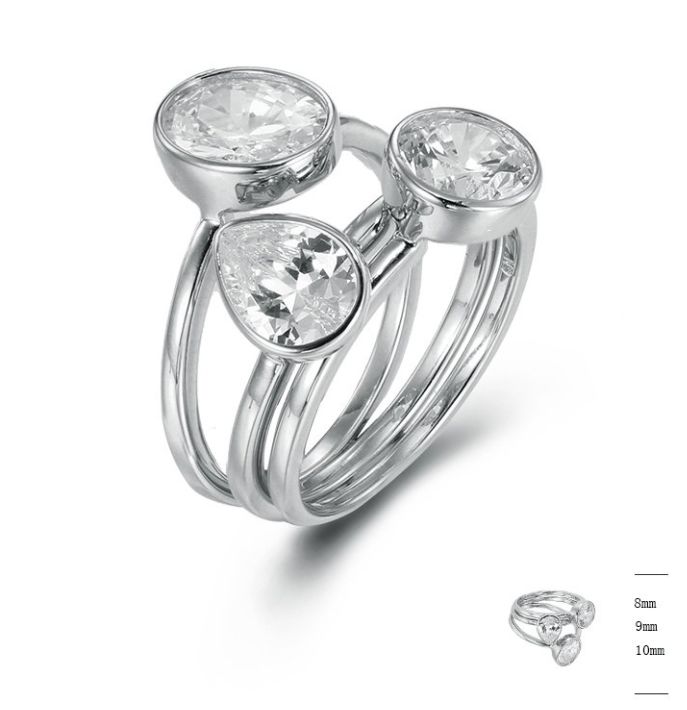 SJ43597, Ladies' Moissanite Ring, S925, Rhodium Plated, White, 6.54g