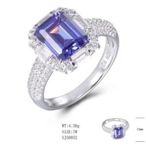SJ50852, Ladies' Moissanite Ring, S925, Rhodium Plated, White, 4.4g