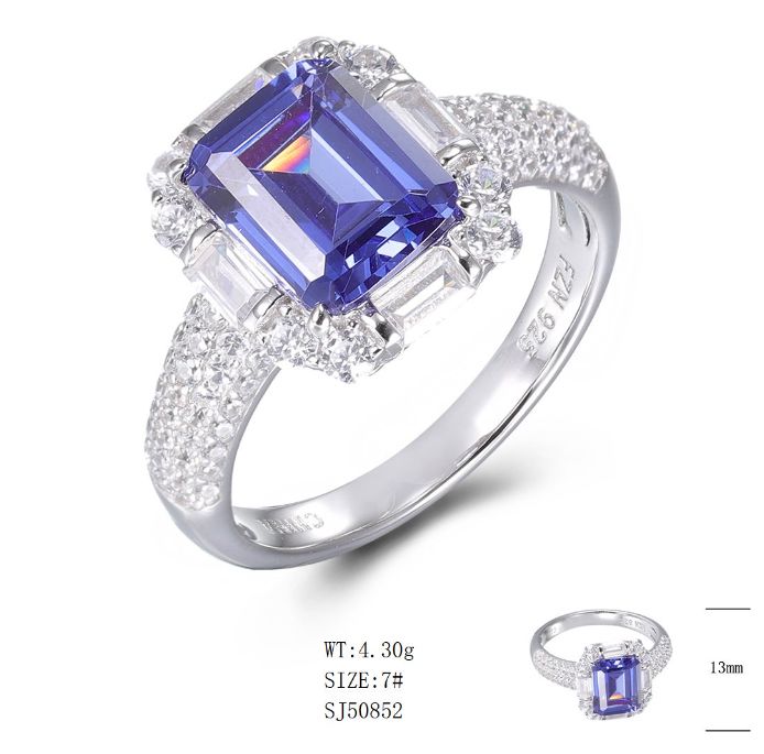 SJ50852, Ladies' Moissanite Ring, S925, Rhodium Plated, White, 4.4g