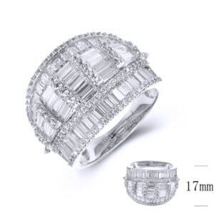 SJ36506, Ladies' Moissanite Ring, S925, Rhodium Plated, White, 7.35g
