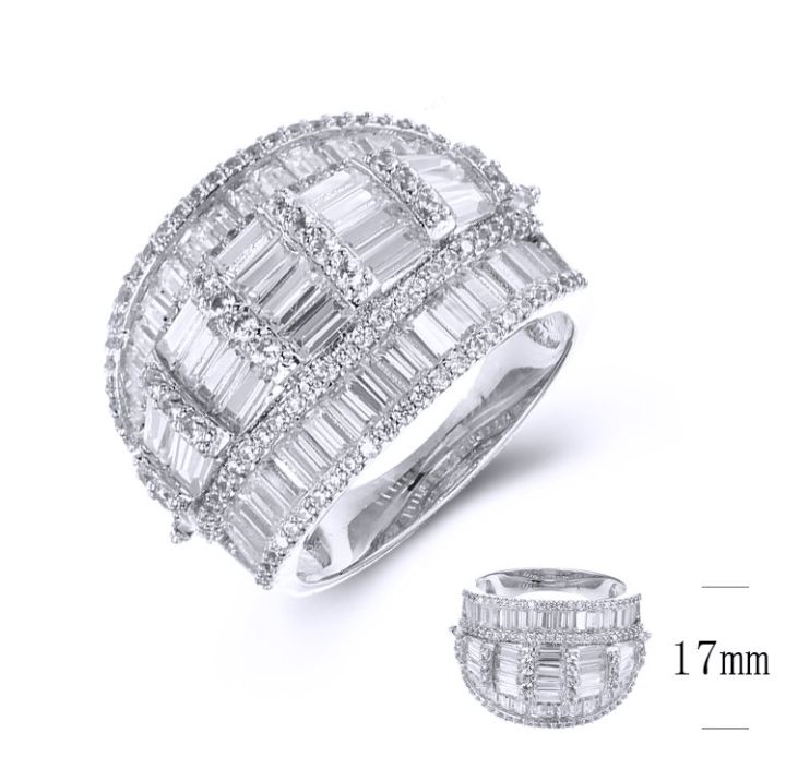 SJ36506, Ladies' Moissanite Ring, S925, Rhodium Plated, White, 7.35g