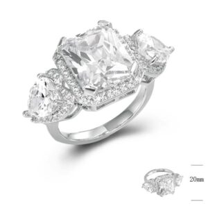 SJ44788, Ladies' Moissanite Ring, S925, Rhodium Plated, White, 7.9g