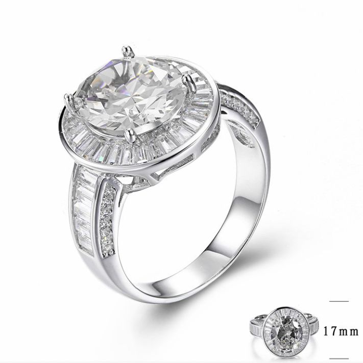 SJ29960, Ladies' Moissanite Ring, S925, Rhodium Plated, White, 7.49g