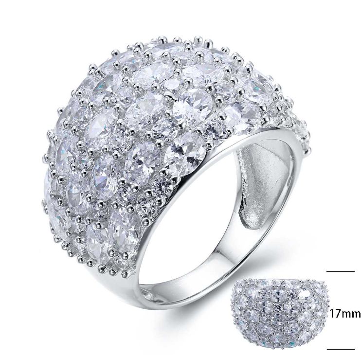 SJ25230, Ladies' Moissanite Ring, S925, Rhodium Plated, White, 9.22g
