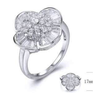 SJ34979, Ladies' Moissanite Ring, S925, Rhodium Plated, White, 3.93g