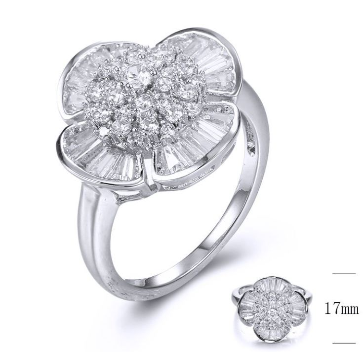 SJ34979, Ladies' Moissanite Ring, S925, Rhodium Plated, White, 3.93g