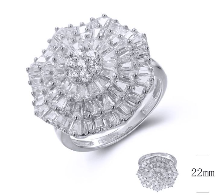SJ40478, Ladies' Moissanite Ring, S925, Rhodium Plated, White, 6.25g