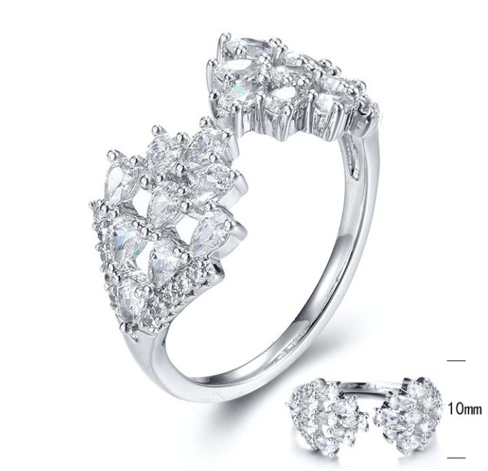 SJ30387, Ladies' Moissanite Ring, S925, Rhodium Plated, White, 2.34g