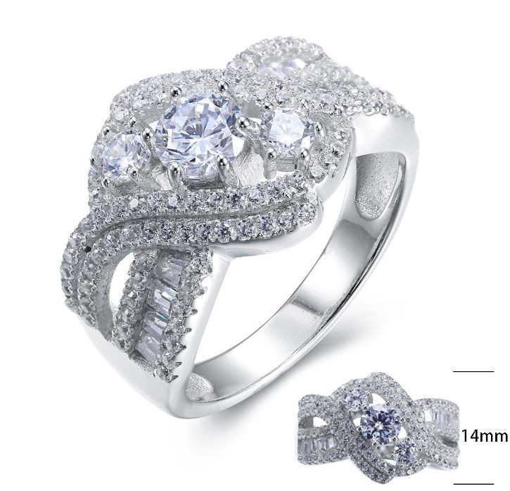 SJ25262, Ladies' Moissanite Ring, S925, Rhodium Plated, White, 5.52g