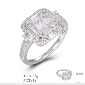 SJ49405, Ladies' Moissanite Ring, S925, Rhodium Plated, White, 3.58g