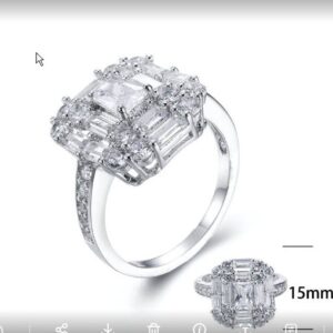 SJ25740, Ladies' Moissanite Ring, S925, Rhodium Plated, White, 4.05g