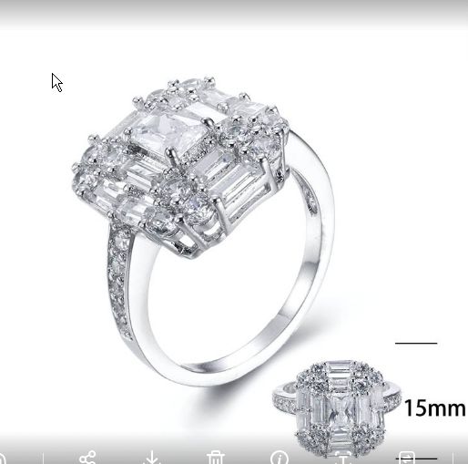 SJ25740, Ladies' Moissanite Ring, S925, Rhodium Plated, White, 4.05g