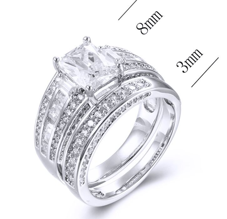 SJ38754, Ladies' Moissanite Ring, S925, Rhodium Plated, White, 4.66g