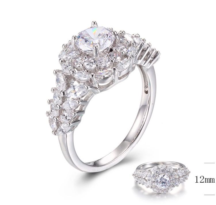 SJ30076, Ladies' Moissanite Ring, S925, Rhodium Plated, White, 3.94g