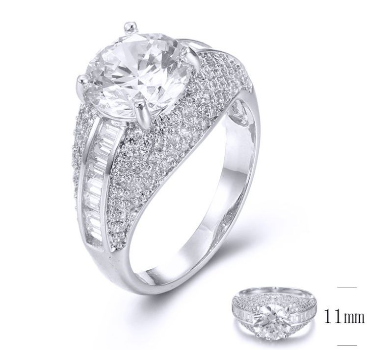 SJ33487, Ladies' Moissanite Ring, S925, Rhodium Plated, White, 4.64g