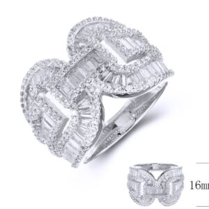 SJ36507, Ladies' Moissanite Ring, S925, Rhodium Plated, White, 7.05g