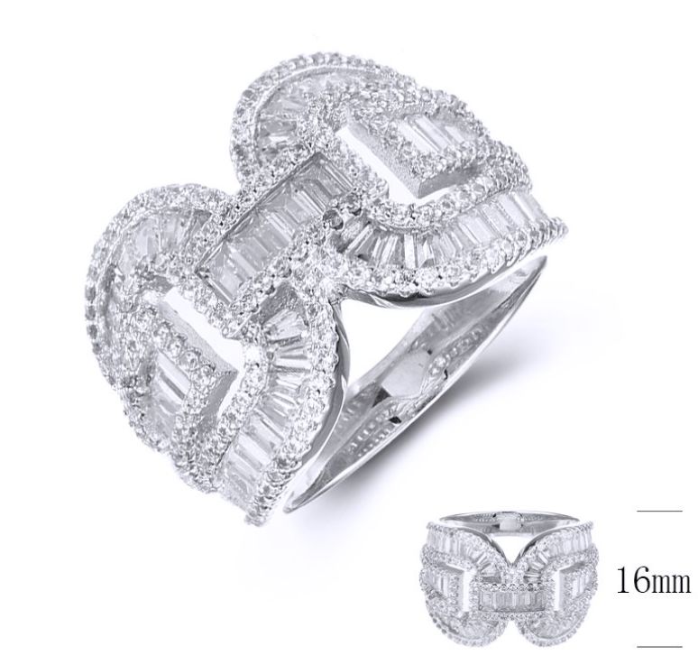 SJ36507, Ladies' Moissanite Ring, S925, Rhodium Plated, White, 7.05g