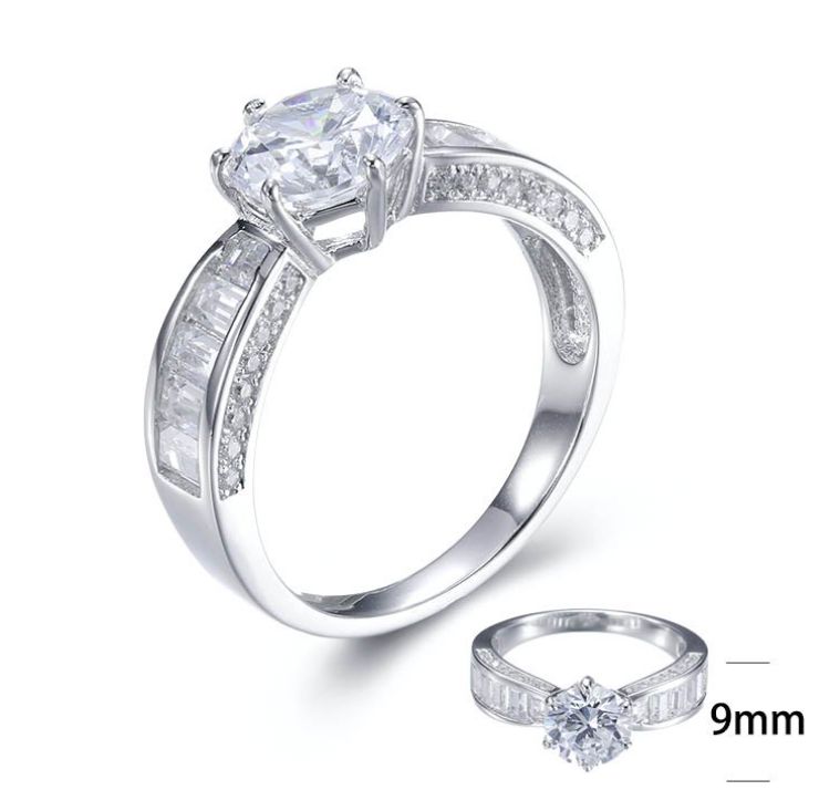 SJ27388, Ladies' Moissanite Ring, S925, Rhodium Plated, White, 4.42g