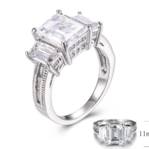 SJ28191, Ladies' Moissanite Ring, S925, Rhodium Plated, White, 6.29g